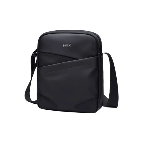 POLO Fabric Crossbody Bag Men's College Student Shoulder Bag Medium Size Men's Black