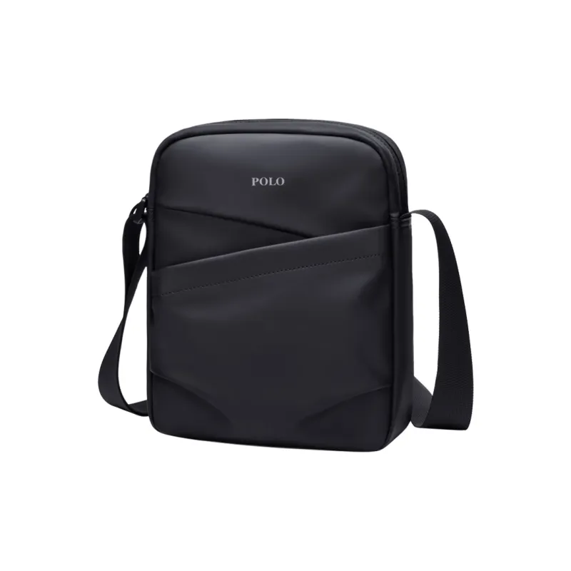 POLO Fabric Crossbody Bag Men's College Student Shoulder Bag Medium Size Men's Black-0