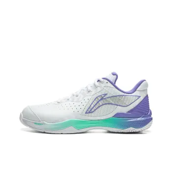 LiNing Lightweight Rebound Low Top Badminton Shoes Unisex White Purple