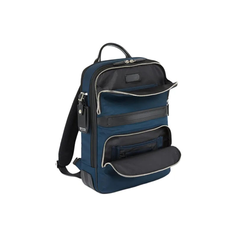 TUMI Nylon With Cow Leather Backpack Medium Size Men's Marine Blue & Black-1