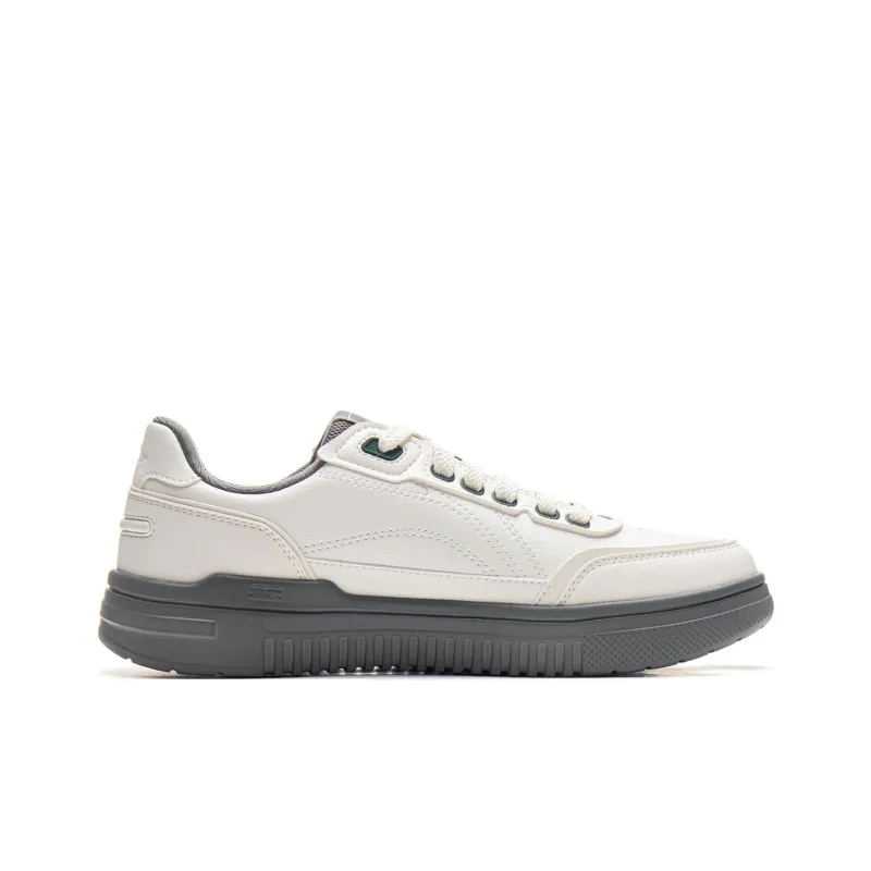 LiNing Slip Resistant Cushioning Wear Resistant Lightweight Breathable Low Top Skateboard Shoes Men's White Gray-1