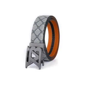 Jeccieziio Top Grain Cow Leather Leather Belts Men's Gunmetal Gold Width: 3.5cm