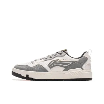 LiNing Yuan Chu Slip-Resistant Cushioning Wear-Resistant Breathable Low-Top Skateboard Shoes Men's White Gray
