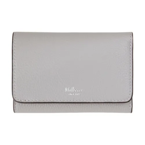 Mulberry Grained Cow Leather Wallet Small Size Women's Light Gray