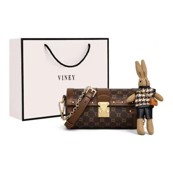 VINEY Synthetic Leather Shoulder Bag Crossbody Bag Cylinder Bag Small Size Women's Coffee