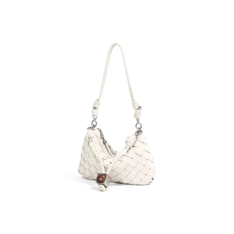 TOMATO&POTATO Cow Leather Crossbody Bag, Shoulder Bag Women's Black/Milkshake White/Blue-2