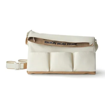0592 Oxford Portable One Shoulder Gym Bag Small Size Unisex White/Khaki