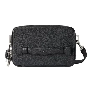 GUCCI Leather Clutches Crossbody Bag Shoulder Bag Mini Men's Black
