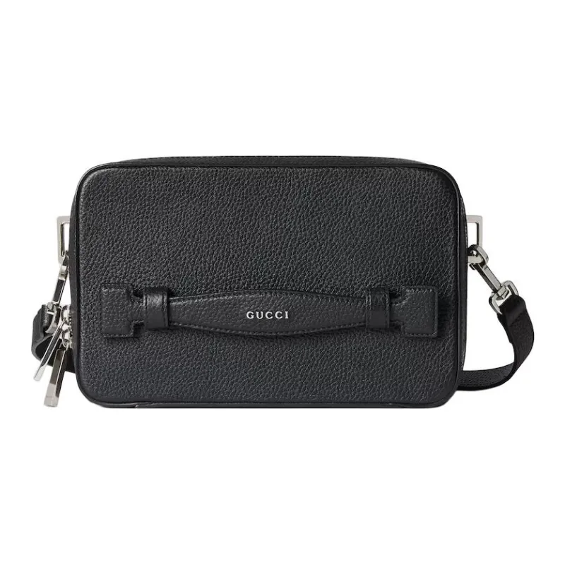 GUCCI Leather Clutches Crossbody Bag Shoulder Bag Mini Men's Black-0