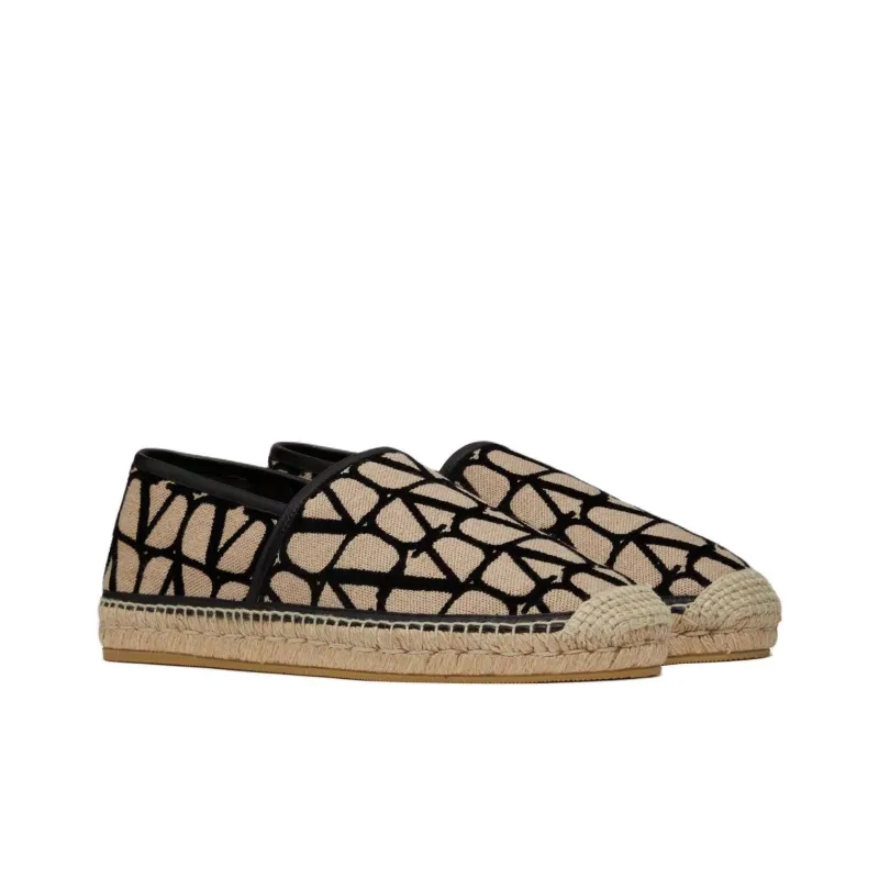 Valentino Toile Lconographe Espadrilles Men's Beige Black-2