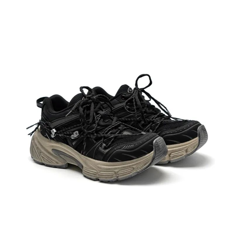Mule Donkey Durable Breathable Lightweight Low Top Chunky Sneakers Unisex Black-2