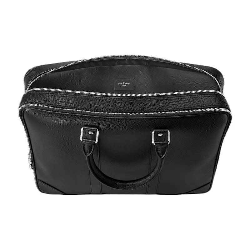 LOUIS VUITTON Cow Leather Portable One Shoulder Crossbody Briefcase Tubas Men's Black-3