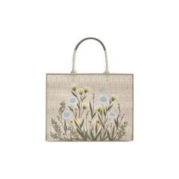 Furla Opportunity Polyester Tote Bag Shopping Bag Shoulder Bag Handbag Large Size Women's Khaki