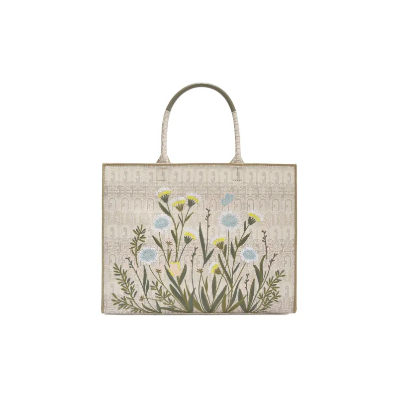 Furla Opportunity Polyester Tote Bag Shopping Bag Shoulder Bag Handbag Large Size Women's Khaki-0