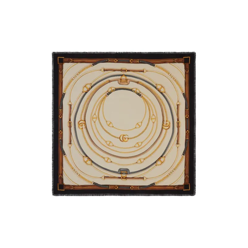 GUCCI Cashmere Knit Scarves Women's Brown-0