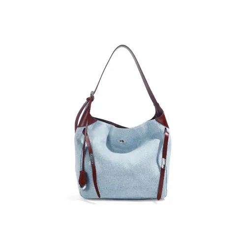 TOMATO&POTATO Cow Leather Portable Crossbody Bag, Shoulder Bag Women's Blue & Pink/Blue & Burgundy