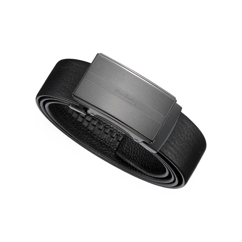 PIERRE CARDIN Top Grain Cow Leather Men's Pant Belt Men's Black 3.45cm-4