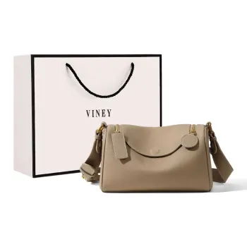 VINEY Cow Leather Pillow Bag Crossbody Bag Shoulder Bag Regular Women's Oak Gray/Extreme Night Black