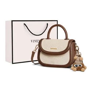 VINEY Cow Leather Handbag, Saddle Bag, Crossbody Bag, Shoulder Bag Small Size Women's Brown