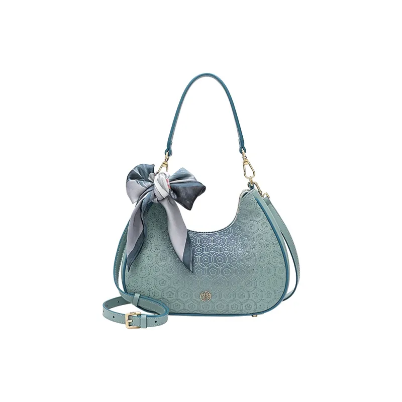 Ancient Yi Xi Cow Leather Premium Underarm Shoulder Bag, Crossbody Bag Women's Turquoise-0