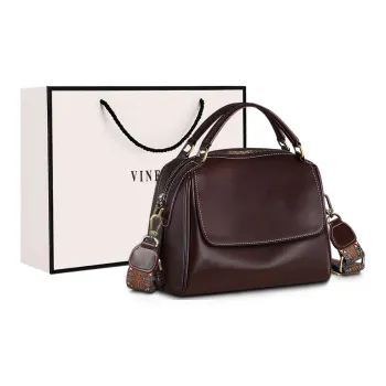 VINEY Cow Leather Shoulder Bag, Crossbody Bag, Handbag Regular Women's Coffee