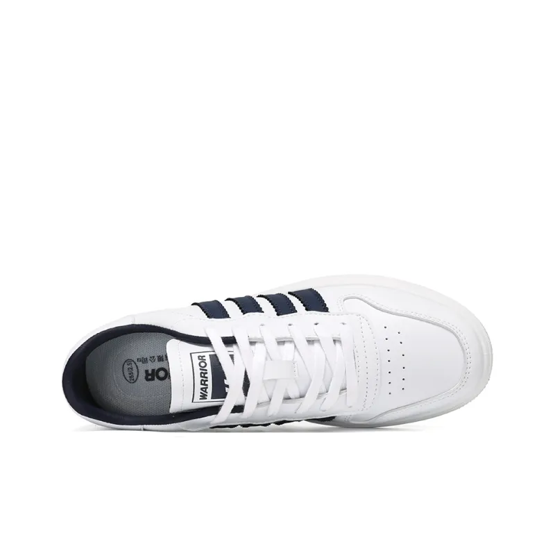 WARRIOR Skateboard Shoes Unisex Low Top White Navy Blue-3
