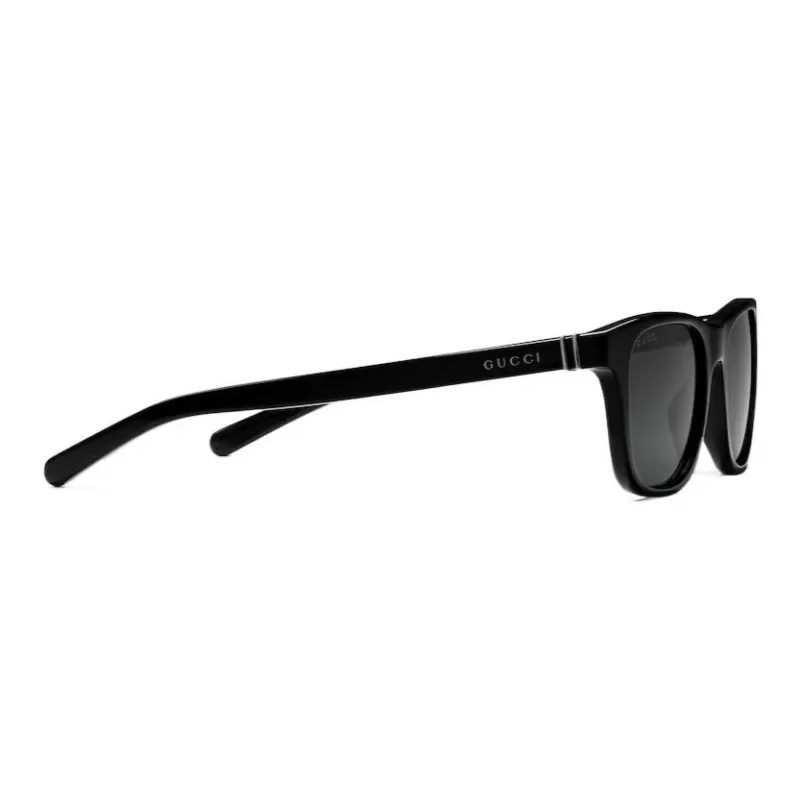 GUCCI Acetate Metal Square Sunglasses Men's Bright Black-2