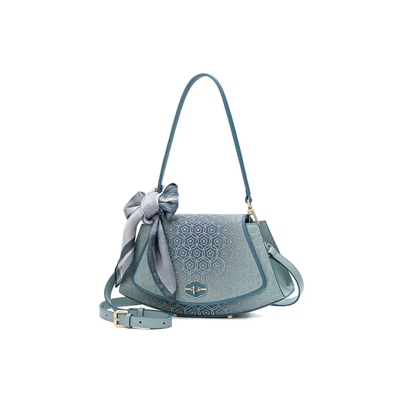 Ancient Yi Xi Cow Leather Underarm Crossbody Bag, Shoulder Bag Regular Women's Turquoise-1