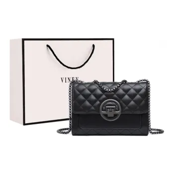 VINEY Cow Leather Shoulder Bag Crossbody Bag Small Square Bag Regular Women's Black