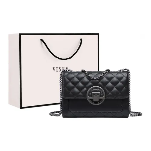 VINEY Cow Leather Shoulder Bag Crossbody Bag Small Square Bag Regular Women's Black