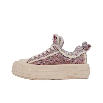FORESHADOW DOUBLE UNI 1.0 Pale Pink And Rose Low Top Canvas Shoes Women's Rose Red