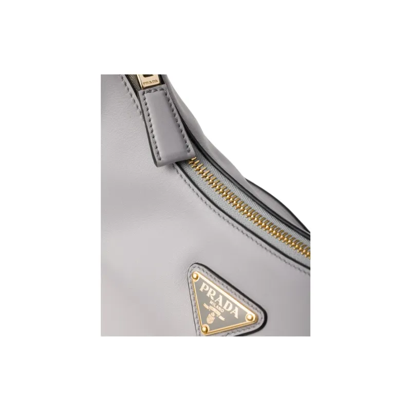 PRADA Leather Handbag, Shoulder Bag Women's Granite Gray-5