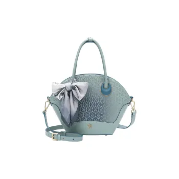 Ancient Yi Xi Cow Leather Large Capacity Basket Bag One Shoulder Handbag Cheongsam Mom Bag Women's Turquoise