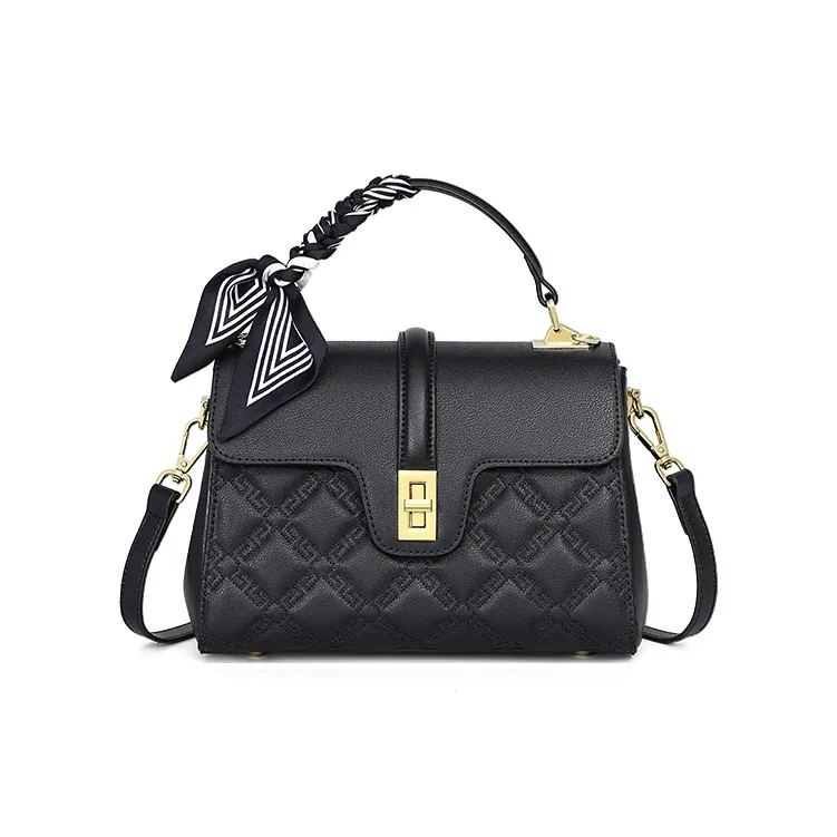 VINEY Cow Leather Handbag, Shoulder Bag, Crossbody Bag Medium Size Women's Black-4