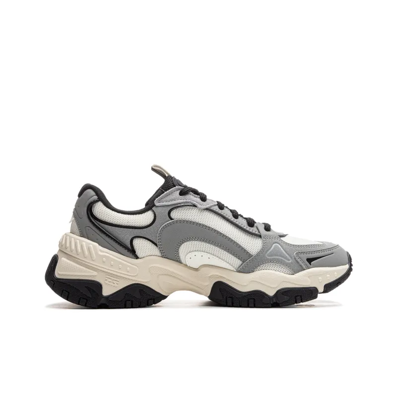 LiNing Brown Sugar V2 Cushioned Wear-Resistant Height Increasing Low-Top Casual Shoes Men's Gray White-1