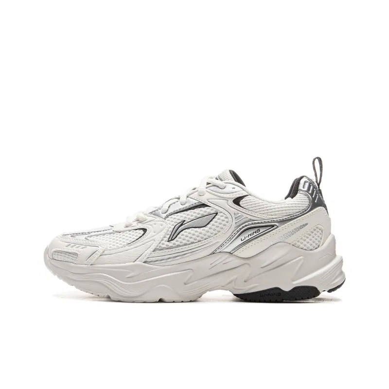 LiNing Meteor 2K Cushioning, Slip Resistant, And Abrasion Resistant Low Top Running Shoes Women's White Silver-0