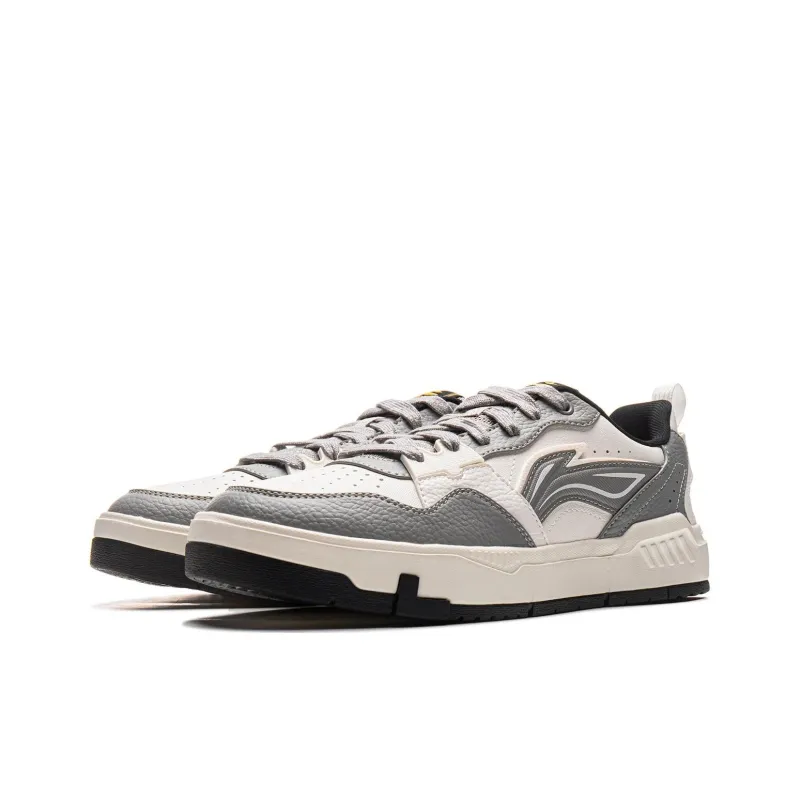 LiNing Yuan Chu Slip-Resistant Cushioning Wear-Resistant Breathable Low-Top Skateboard Shoes Men's White Gray-2