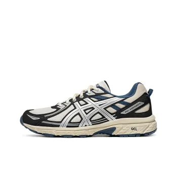 Asics Gel Venture 6 Wear Resistant Breathable Rebound Low Top Trail Running Running Shoes Men's White Black