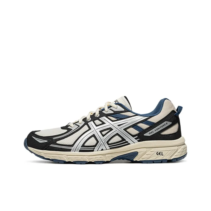 Asics Gel Venture 6 Wear Resistant Breathable Rebound Low Top Trail Running Running Shoes Men's White Black-0