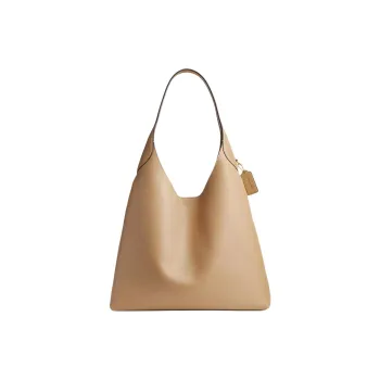COACH Brooklyn Natural Grain Leather Hobo Bag, Handbag, Shoulder Bag Women's Brass & Tan