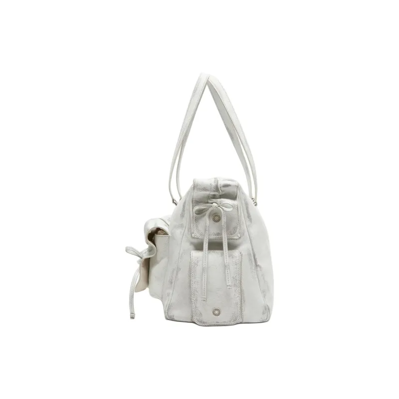 Acne Studios Brushed Leather One Shoulder Handbag Women's White & Gray-1