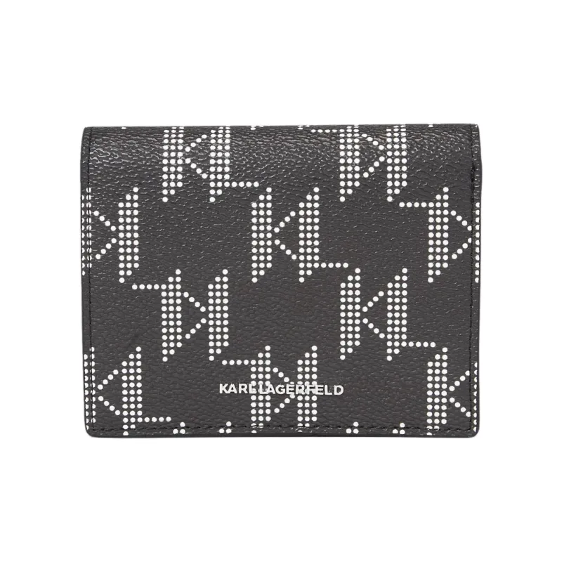 KARL LAGERFELD K/Ikonik PU Polyurethane Wallet Medium Size Women's Black-1