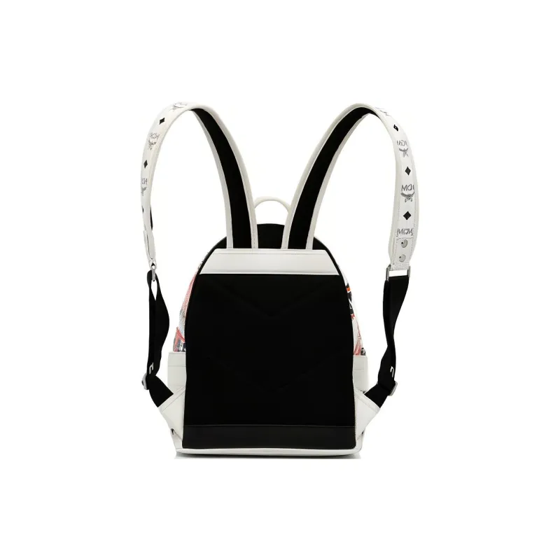 MCM Canvas Backpack Unisex Silver-3