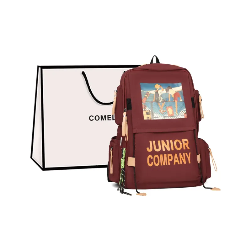COMELY Nylon Fabric Backpack Large Size Women's Red-0
