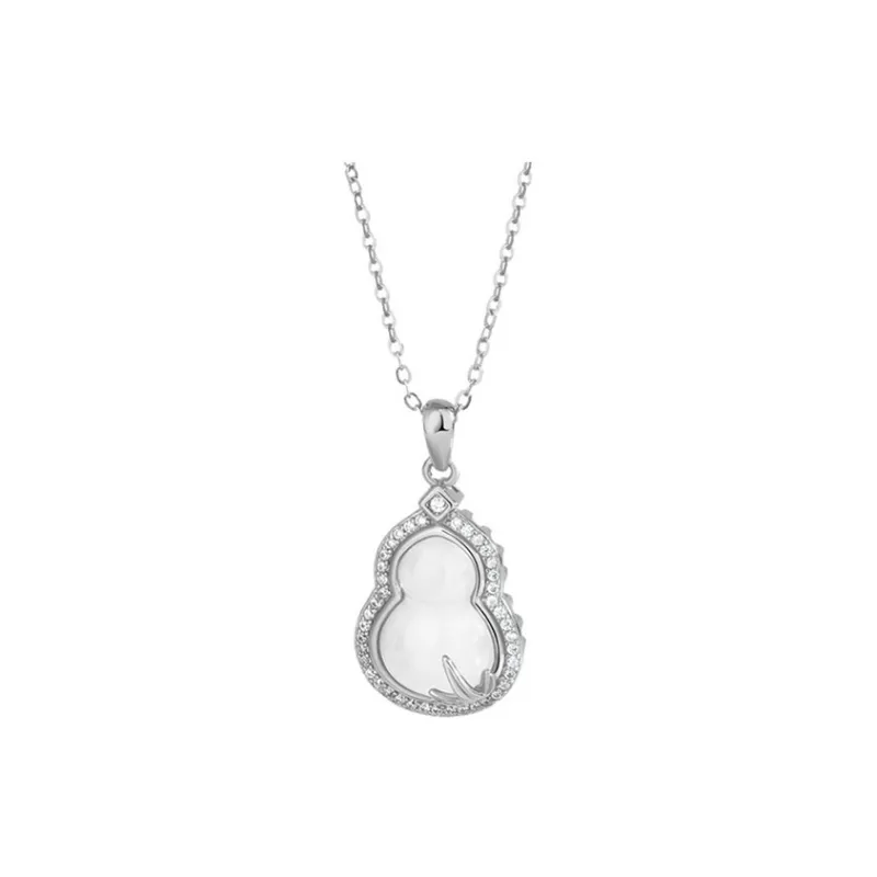 LUXLINE Natural Chalcedony Silver Necklace Women's-0