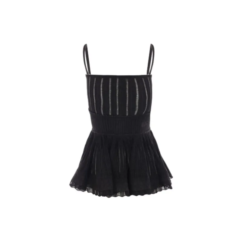 Alaia Crinoline Ribbed Knit Sleeveless Top-1