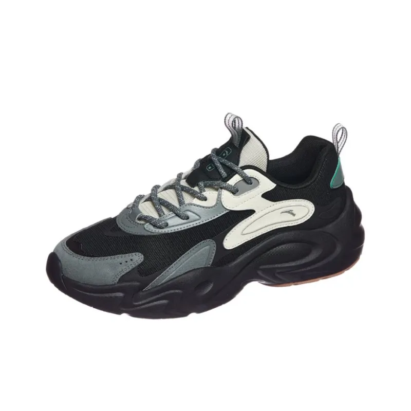 Anta Life Collection Cushioned Slip-Resistant Low-Top Chunky Sneakers Men's Black-1