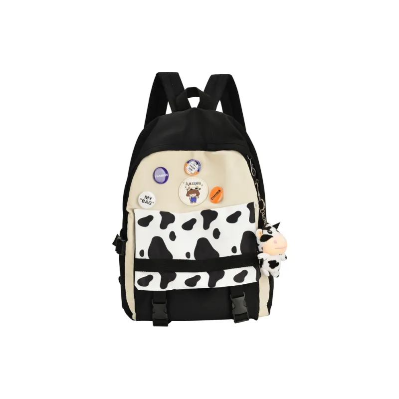 OURFUN Nylon Fabric Backpack Unisex Black/Purple/Green/Blue/Orange/Pink-0