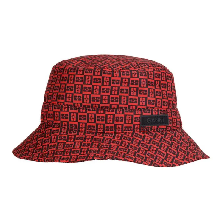 GANNI Polyester, Cotton Bucket Hats Unisex Red-1