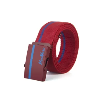 Mulinsen Stripes Korean Style Automatic Buckle Canvas Trendy Denim Nylon Belt Unisex Width 3.8cm
